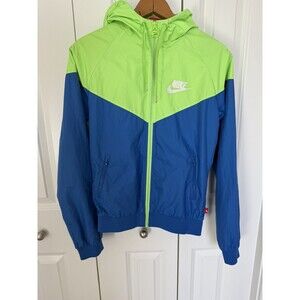 Nike Activewear Neon Green & French Blue Zip Up L.SLV Hooded Jacket S